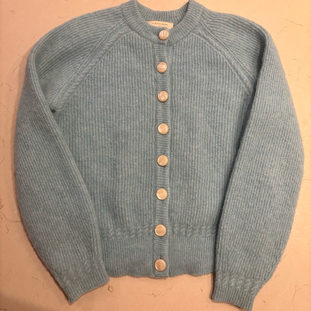 SEZANE - Women's Blue Button-Up Sweater